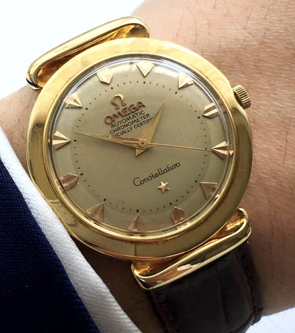 Restored Omega Constellation Pie Pan Grand Lux Solid Gold