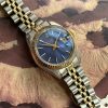 Unrestaurierte Rolex Damen Oyster Perpetual Date Blaues ZB