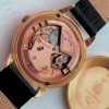 RARE Vintage 37mm Solid Pink Gold Hammer Automatic Omega with Honeycomb Black Dial