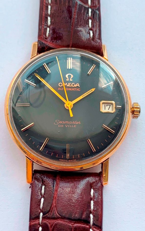 14k Solid Yellow Gold Vintage Omega Seamaster Automatic Black Dial