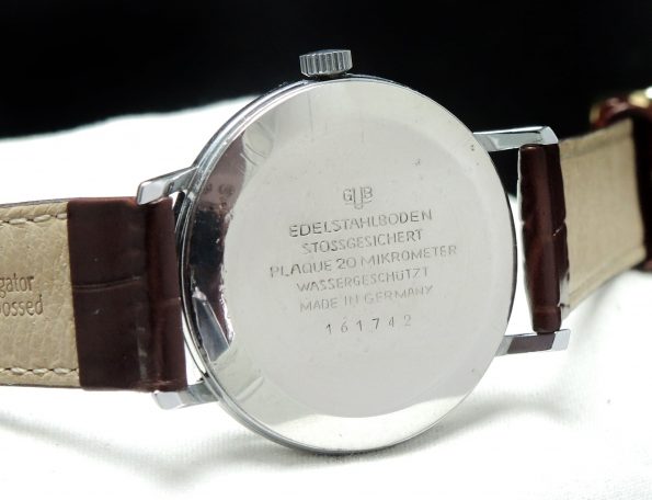Schwarzes ZB Vintage Glashütte 35mm mit braunem Lederband
