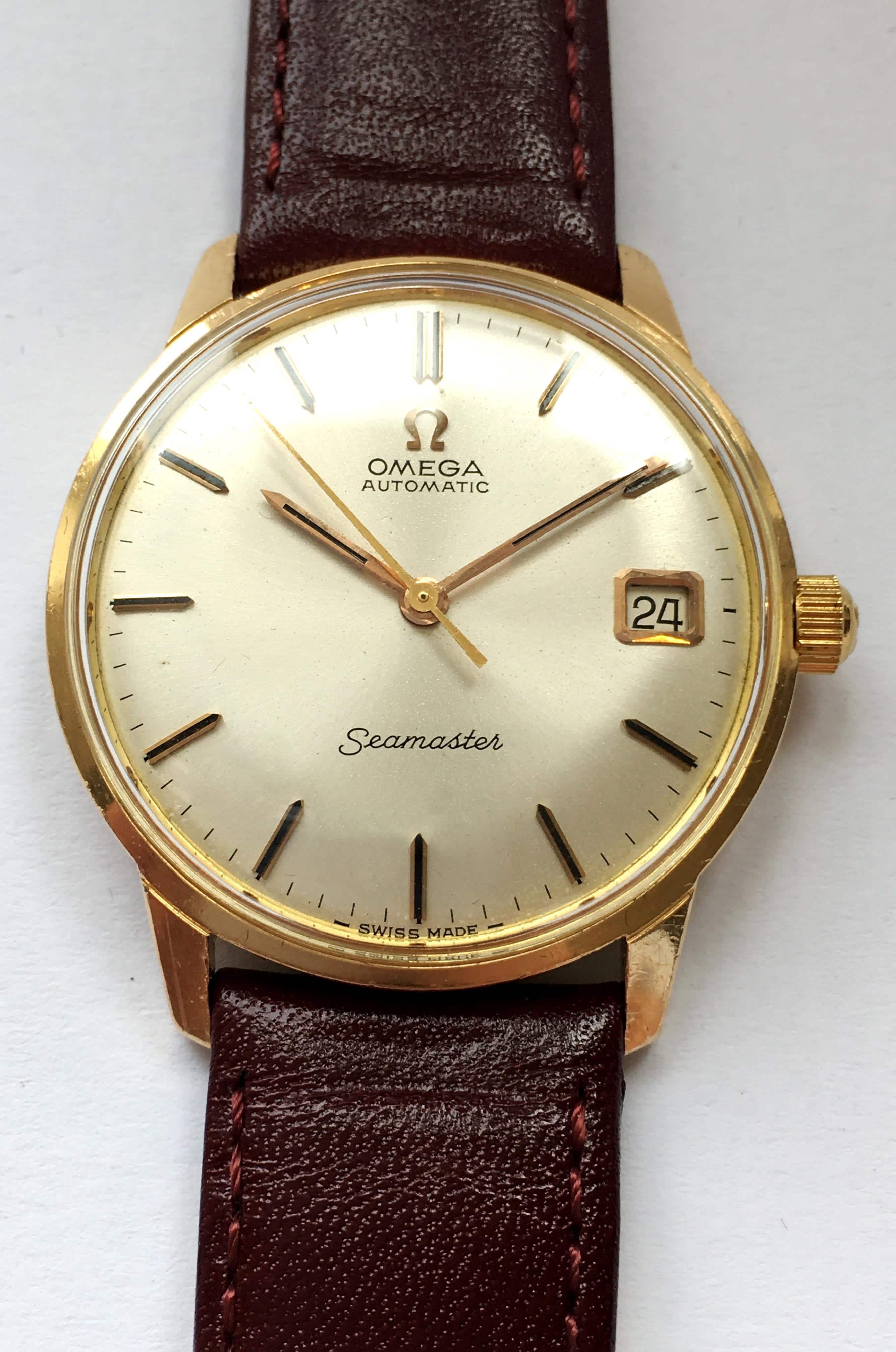 Outstanding Solid 18k Yellow Gold Omega Seamaster ...