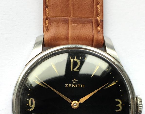 Restaurierte Vintage Zenith Handaufzugsuhr schwarzes ZB Oversize