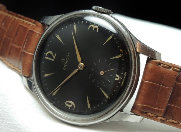 Restored Vintage Zenith Handwinding black dial Oversize
