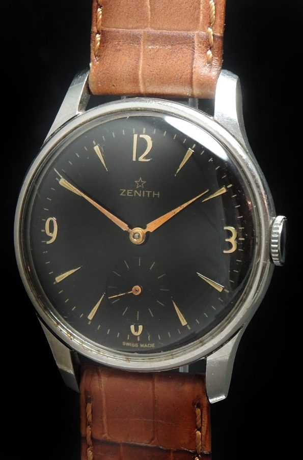 Restaurierte Vintage Zenith Handaufzugsuhr schwarzes ZB Oversize