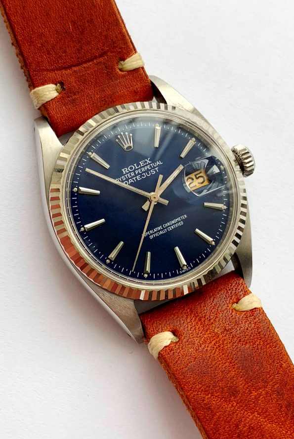 Restored Rolex Datejust 36mm Steel blue dial Vintage