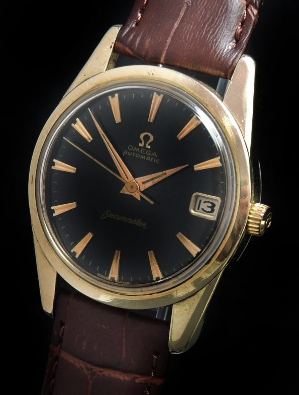 Gold Plated Omega Seamaster Automatic Black Dial