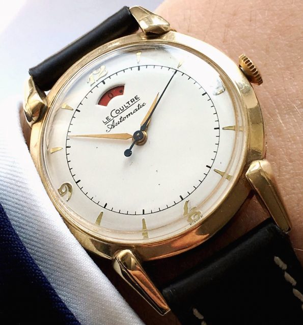 1950s Gold Plated Jaeger LeCoultre Bumper Automatic Power Reserve