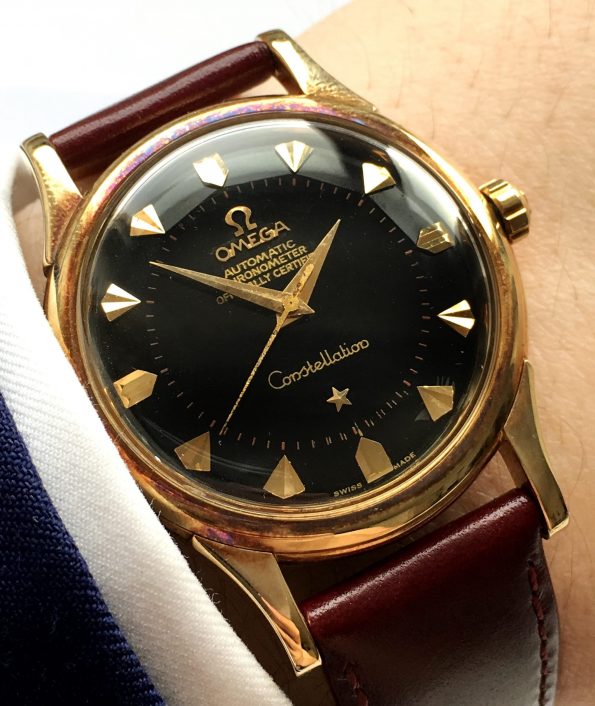 Unpolished 14k Yellow Gold Omega Constellation Automatic black dial