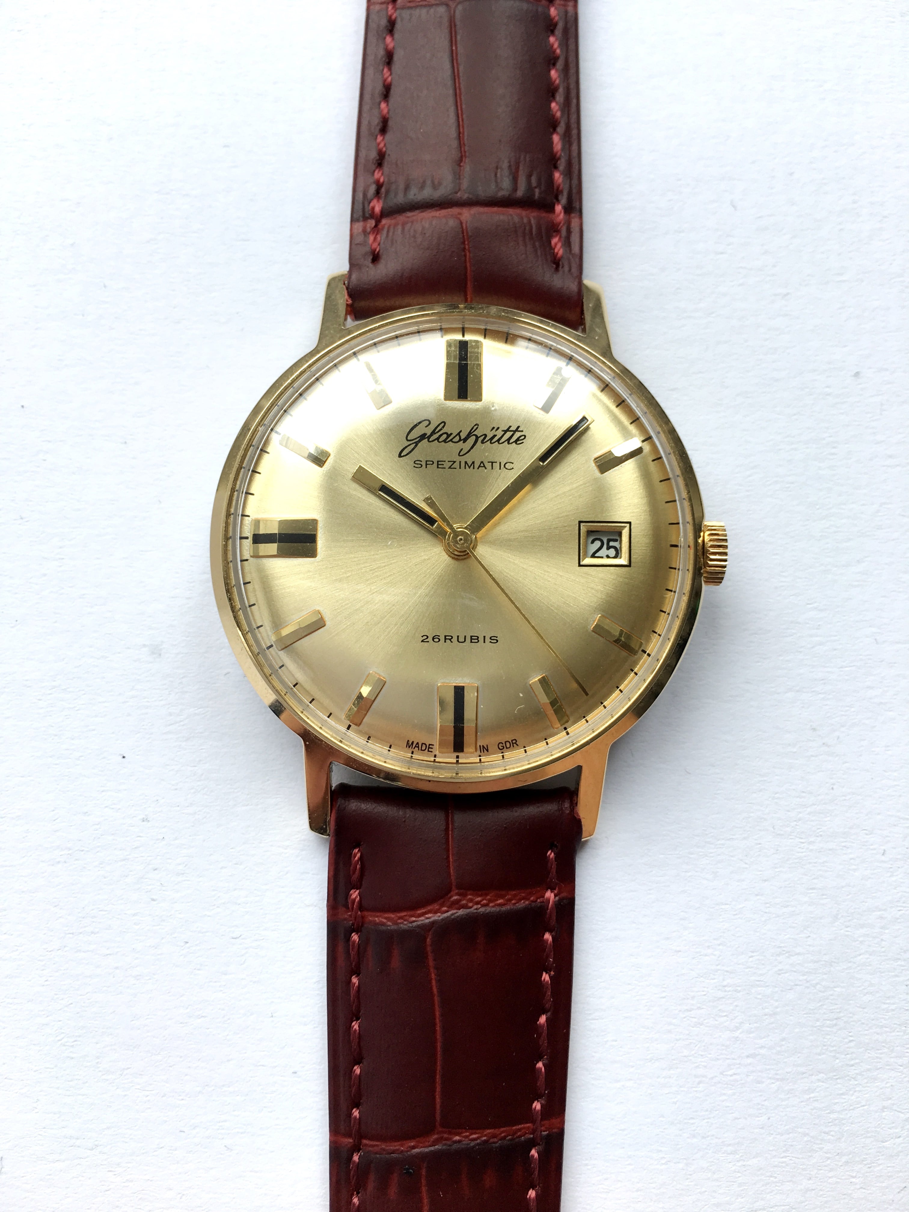 Vintage Glashütte Spezimatik Automatic golden dial Date | Vintage Portfolio