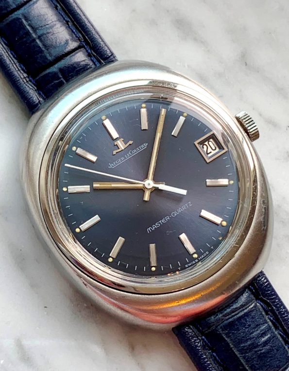 vintage lecoultre memodate blue and gold dial