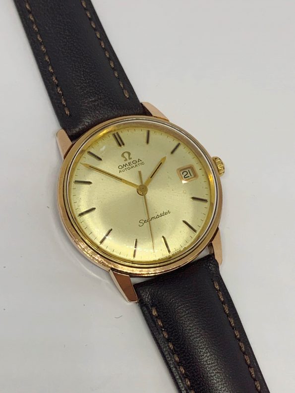 Vintage Rose Gold Plated Omega Seamster Automatic Calatrava Date