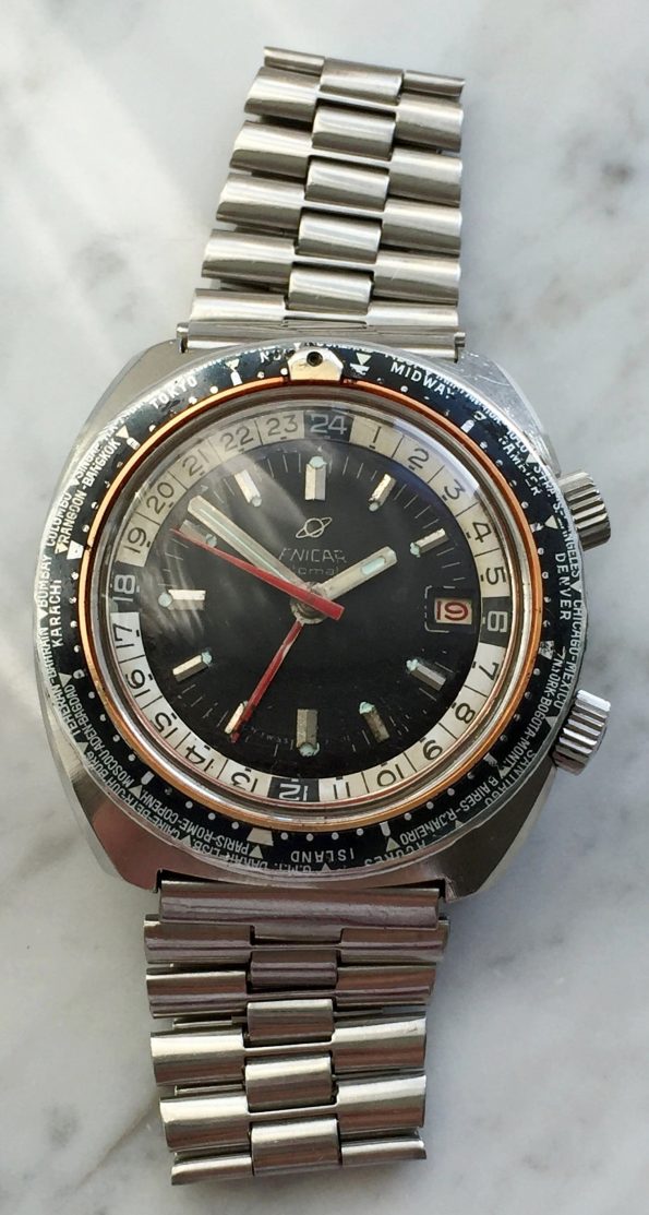 Great Enicar Sherpa Diver Guide GMT Vintage ROULETTE Date