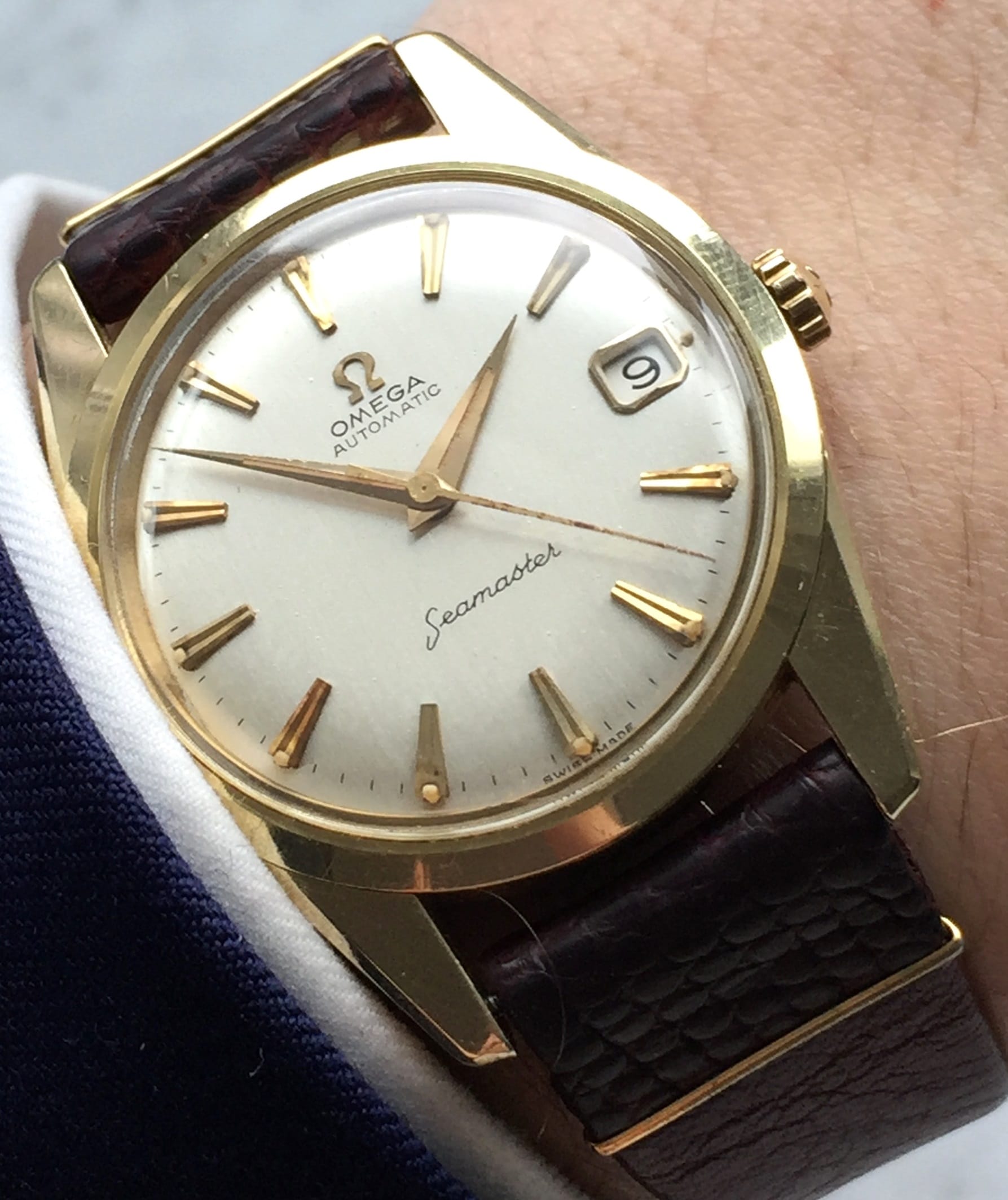 Beautiful Omega Seamaster Automatic Vintage gold plated Linen Dial ...