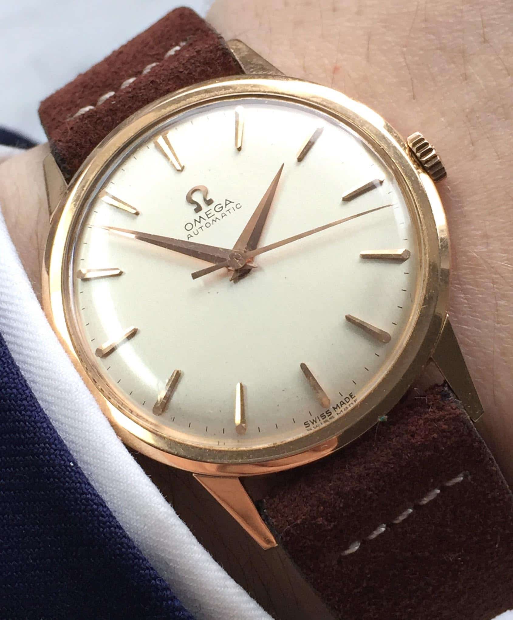 omega rose gold watch