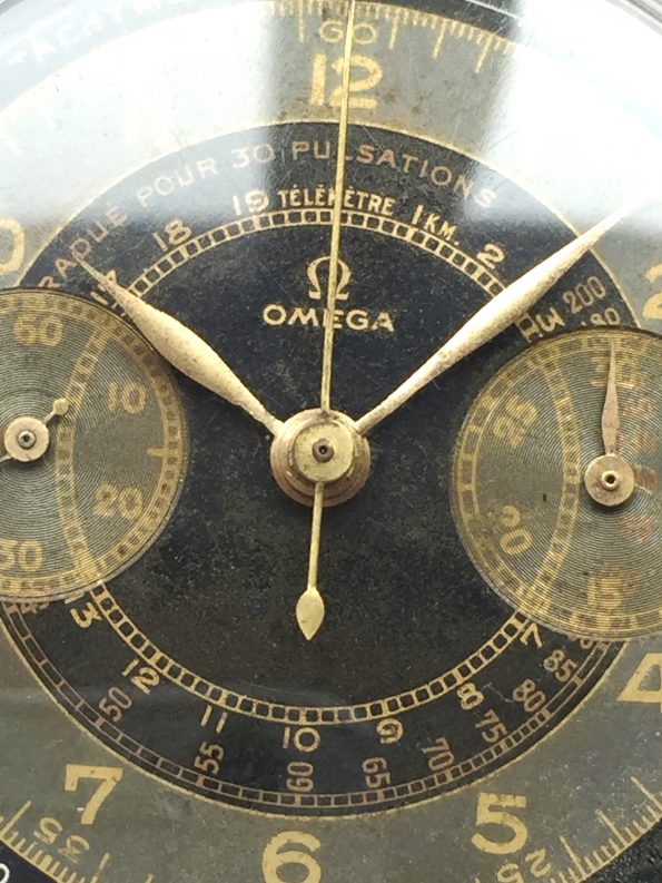 Vintage Omega 33.3 Chronograph Black Two Tone Chocolate Dial 1939