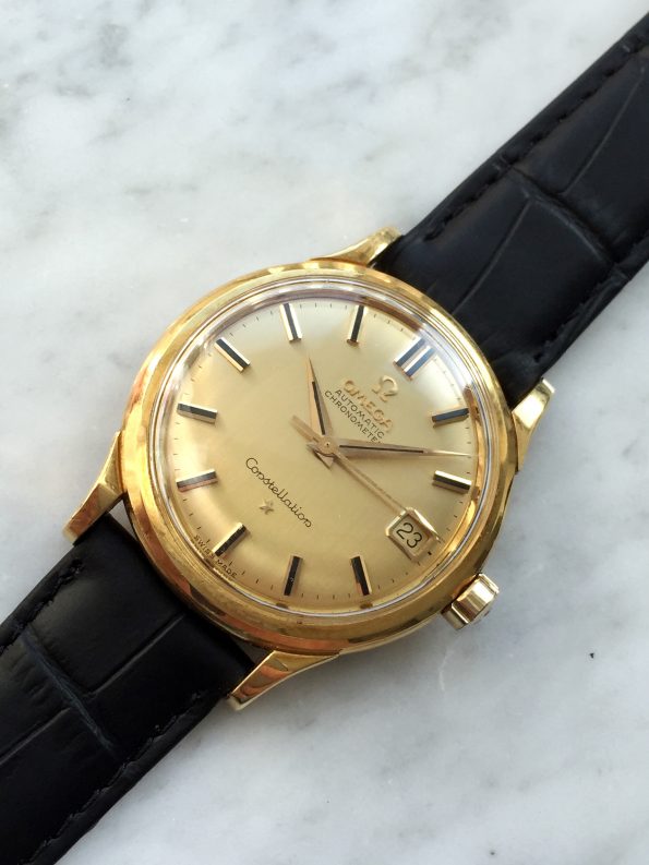 Gorgeous Omega Constellation Automatic Solid Gold with Golden Linen ...