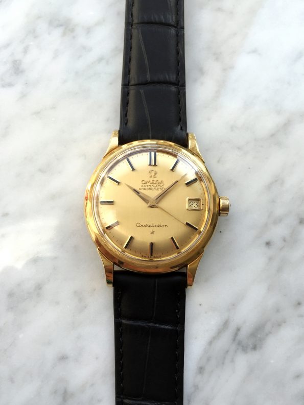Gorgeous Omega Constellation Automatic Solid Gold with Golden Linen ...