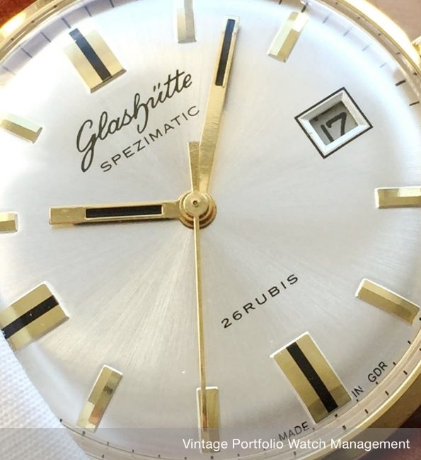 Attractive Vintage Glashütte Spezimatik Automatic silver dial Date