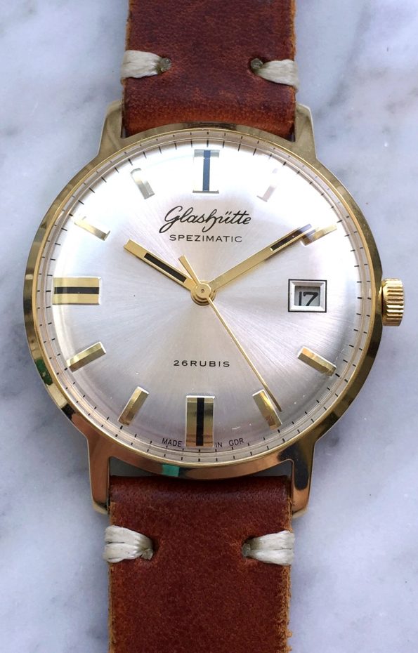 Attractive Vintage Glashütte Spezimatik Automatic silver dial Date
