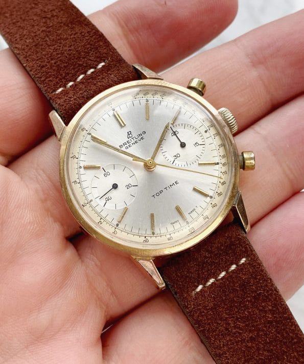 Sharp Vintage Breitling Top Time Rose Gold Plated Chronograph