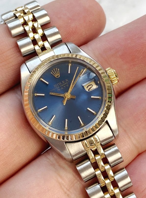 Beautiful Blue Dialed Rolex Datejust Steel Gold Lady 26mm