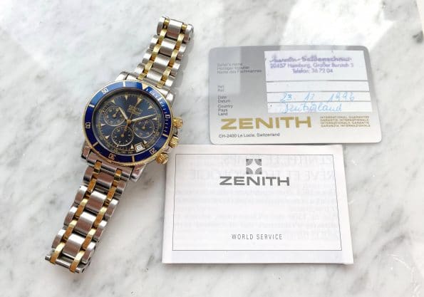 Zenith el Primero Rainbow Stahl Gold blaues ZB Automatik FULL SET 53037400