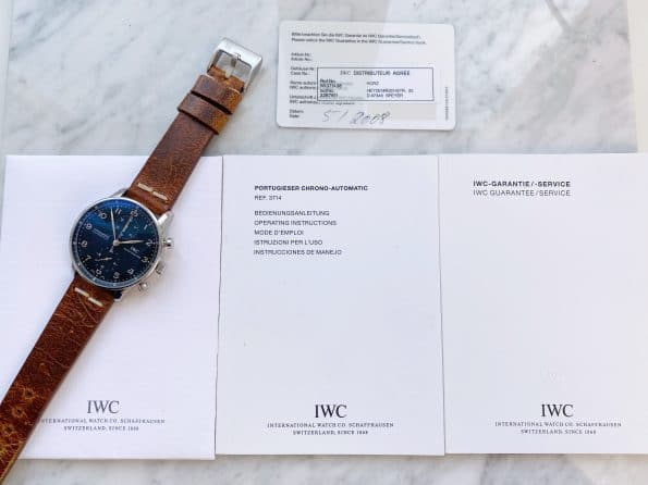 Original PAPERS IWC Portuguese Portugieser Chronograph “All Black” Black Dial Automatic iw371438