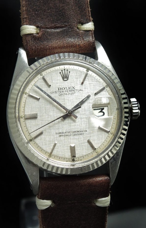 Vintage Rolex Datejust 1601 Stepped Sigma Linen Dial