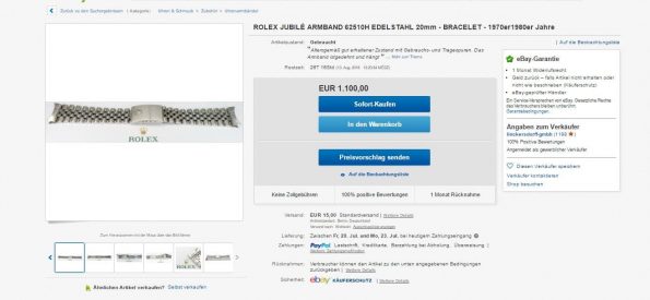 Original Rolex Jubilee Steel Strap Submariner