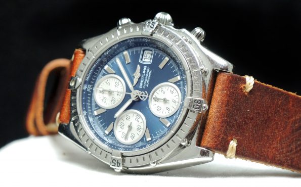 Top Breitling Chronomat Automatik blaues Ziffernblatt Full Set