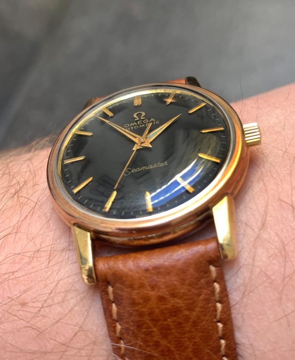 Gold Plated Vintage Omega Seamaster Automatic black dial