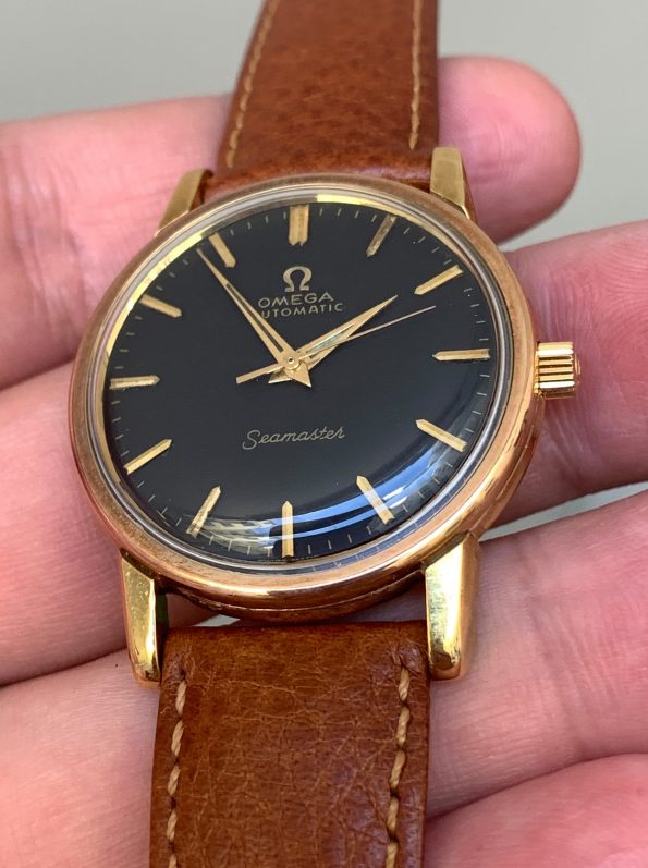 Gold Plated Vintage Omega Seamaster Automatic black dial