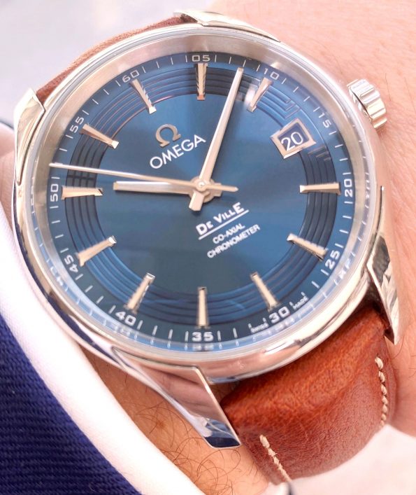 Omega De Ville Hour Vision Co Axial Chronometer Blaues Ziffernblatt Stahl 43133412103001