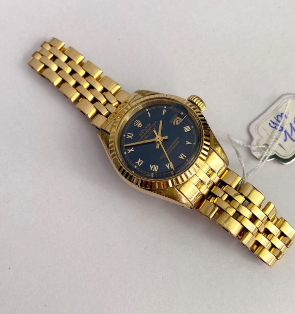 Rolex 26mm Lady Damen Datejust Blue Dial 18ct Gold REF 6917 Automatic
