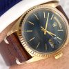 Rolex Day Date Automatic 18ct Gold Vintage No Hole Saphire Gold Blue Dial