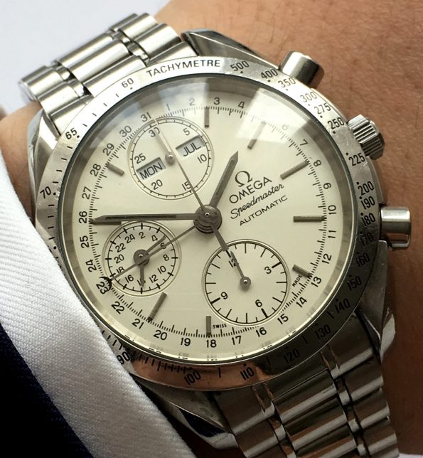 Omega Speedmaster Automatic Triple Date white dial