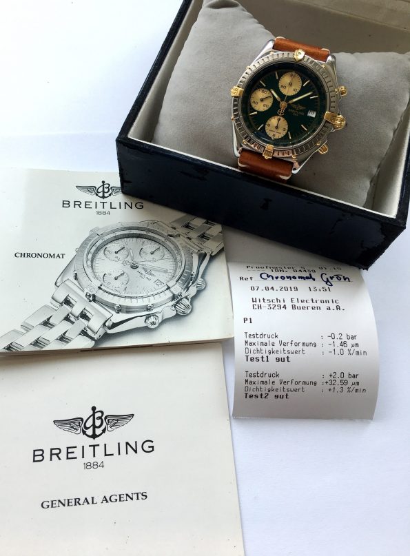 Servicierter Breitling Chronomat Vintage Automatik grünes ZB