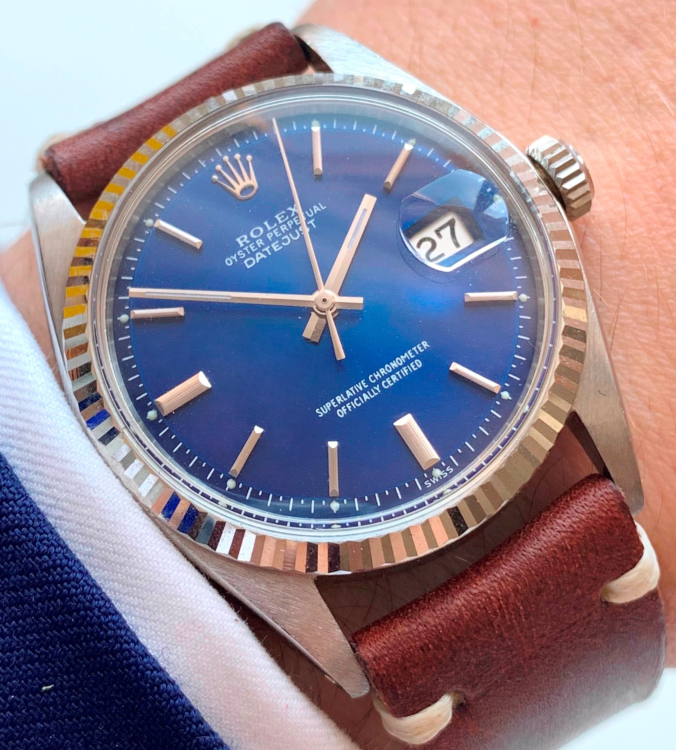 rolex with blue face