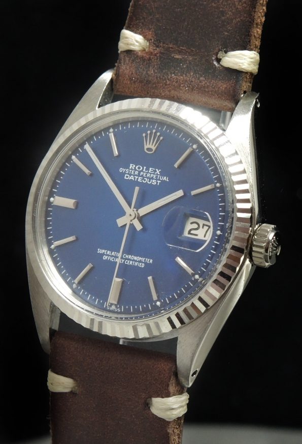 Vintage Rolex Datejust Ref 1601 Blue Dial
