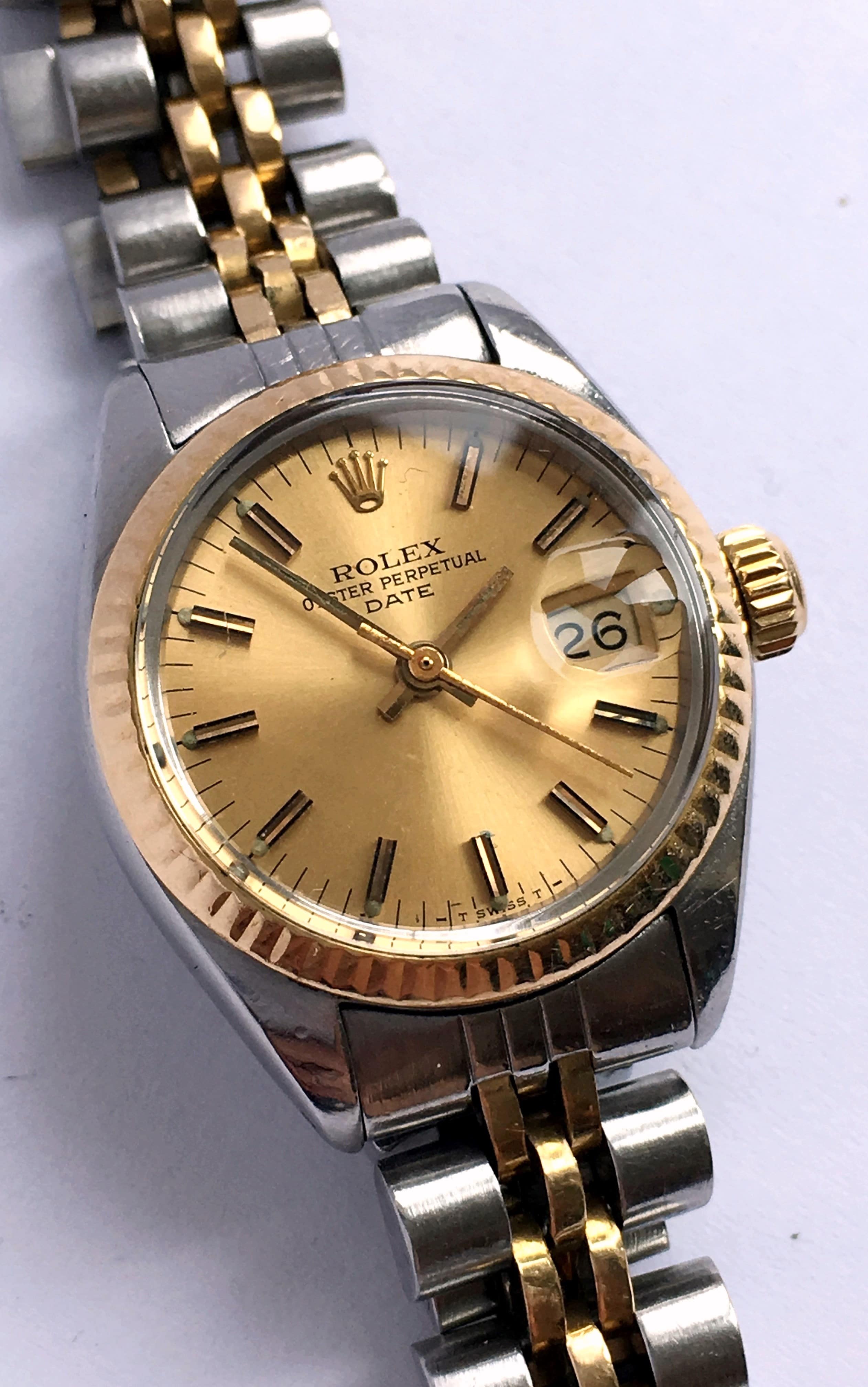 rolex oyster perpetual date two tone