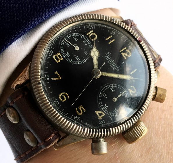 Professionally Serviced Vintage 1944 Military Style Hanhart Chronograph
