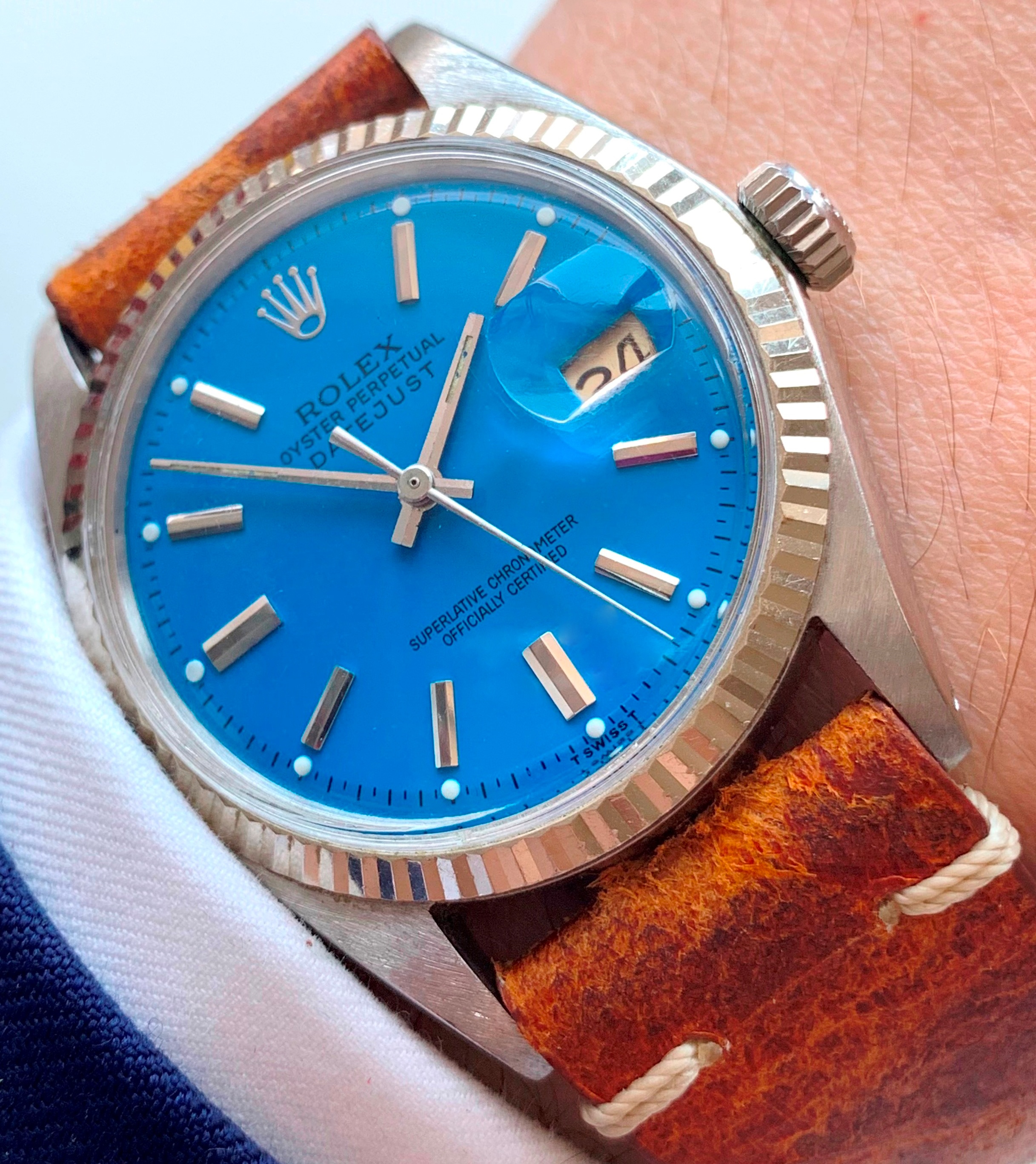Vintage Rolex Datejust Ref 1601 Blue 