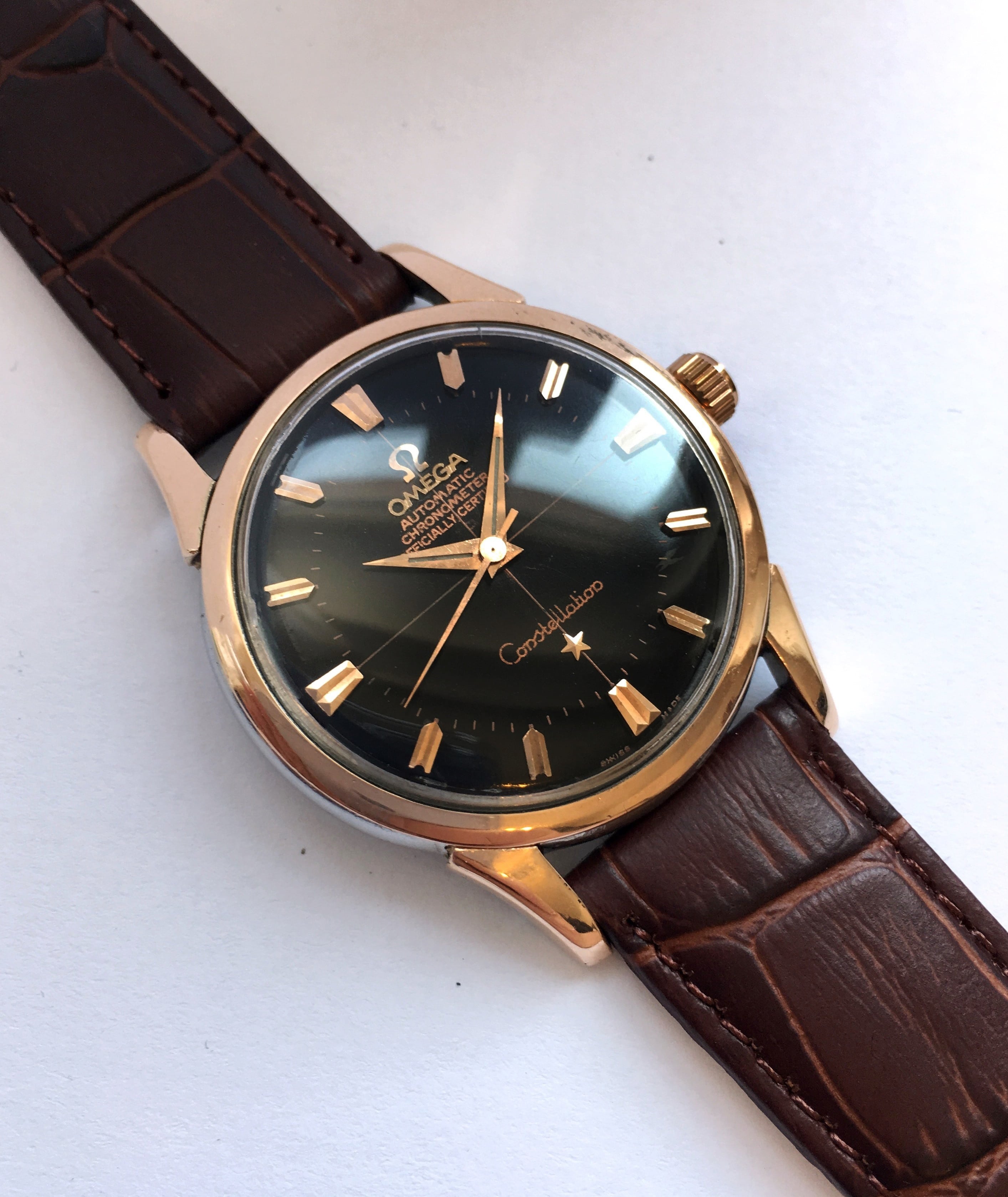 Rose Gold Plated Omega Constellation Automatic Crosshair ...