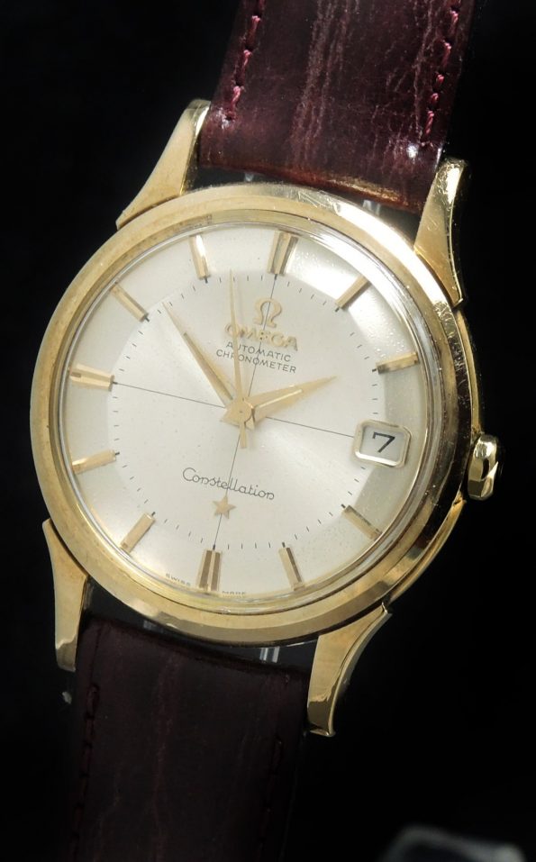 Gorgeous Unrestored Vintage Omega Constellation Pie Pan Solid Gold