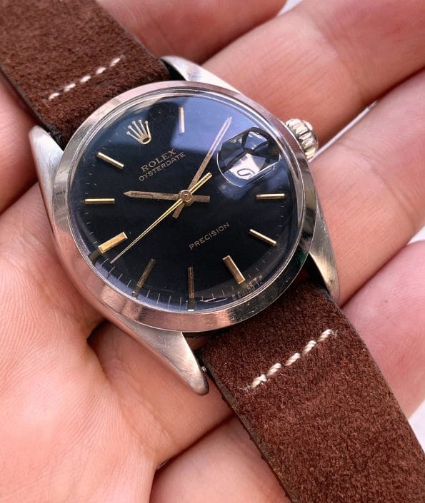 Servicierte Rolex Precision Vintage 6694 mit schwarzem GILT Ziffernblatt Tritium