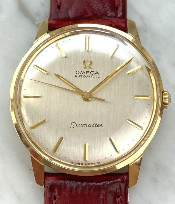 Omega Seamaster Automatic Vintage Solid Gold 165001 Pre De Ville Linen Dial