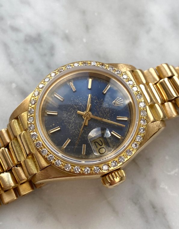 Serviced Ladys Rolex Ref 6917 Blue Roman Dial 26mm Solid Yellow Gold