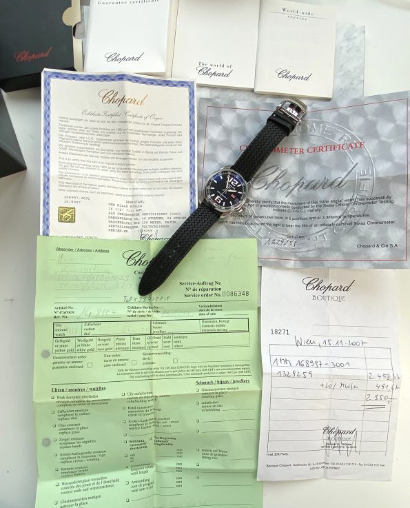 Original Chopard Mille Miglia FULL FULL Set Box Papiere GMT Chronograph Automatik Automatic