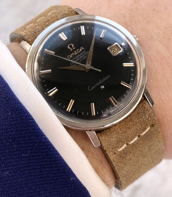 Original Papers Vintage Omega Constellation Automatic Chronometer Black Restored Dial 168004